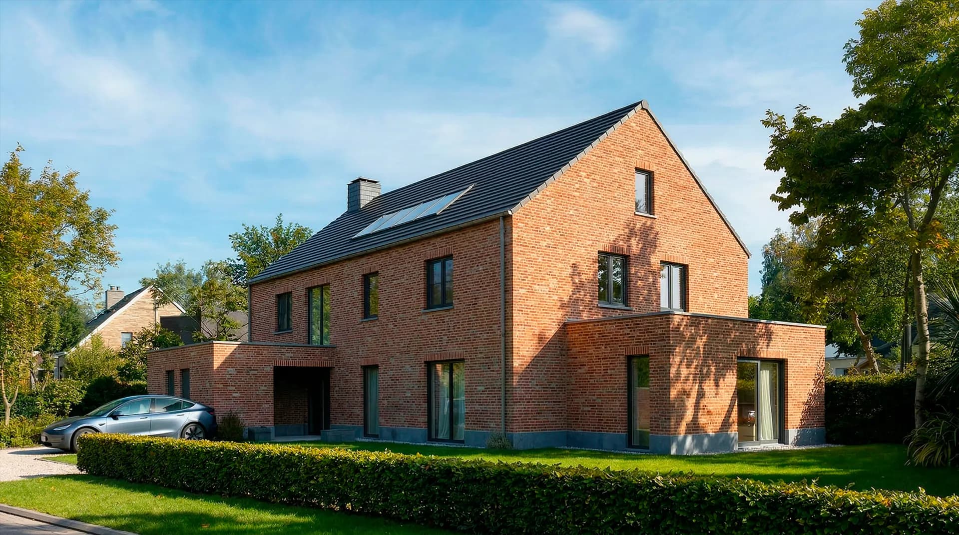 Voorbeeld van Gevelstenen en Steenstrips gevelbekleding gerealiseerd door Dakwerken De Haes